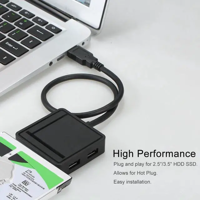 Alt view image 4 of 6 - 3 in 1 USB3.0 to SATA III Adapter TF/SD Card Reader USB Hub 2 Ports Converter for 2.5/3.5 HDD Hard Drive For Laptop PC Computer