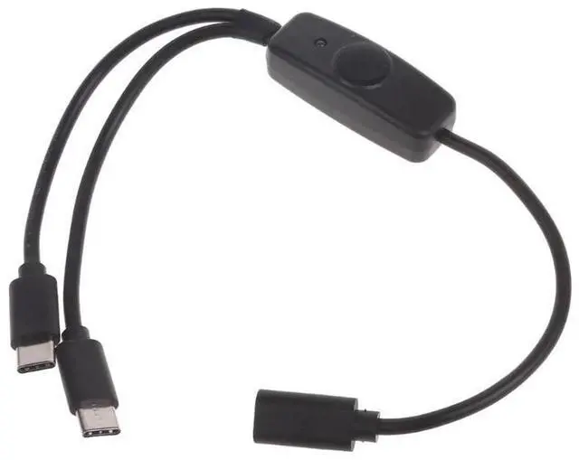 Main image of 2 in 1 USB Type C Splitter Cable Type C Female to male USB-C Extension Cable Charging Cord With ON/OFF Switch for