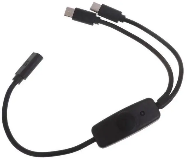 Alt view image 3 of 4 - 2 in 1 USB Type C Splitter Cable Type C Female to male USB-C Extension Cable Charging Cord With ON/OFF Switch for