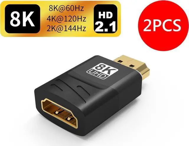 Main image of 8K HDMI Adapter, HDMI Adapter Male to Female HDMI 2.1 Cable Adapter with 8K@60Hz, 4K@120Hz, HDR, eARC for HDTV Switch Laptop PS4 PS5 Xbox, 2-Pack