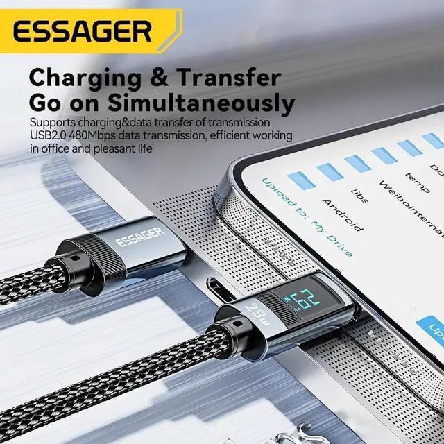 Alt view image 7 of 7 - [3.3ft, 1-pack] 14.5V/2A PD 29W USB C to Lightning Cable [Apple MFi Certified] Super Fast Charging, 480Mbps Data Nylon Braided for iPhone 14 13 12 11 Pro Max Mini XR XS 8 SE iPad