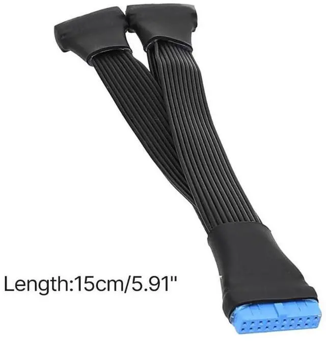 Alt view image 2 of 3 - USB 3.0 Extension Cable 19/20 Pin Internal Extension Adapter for Motherboard USB 19/20 Pin 1 Female to 2 Male Cable