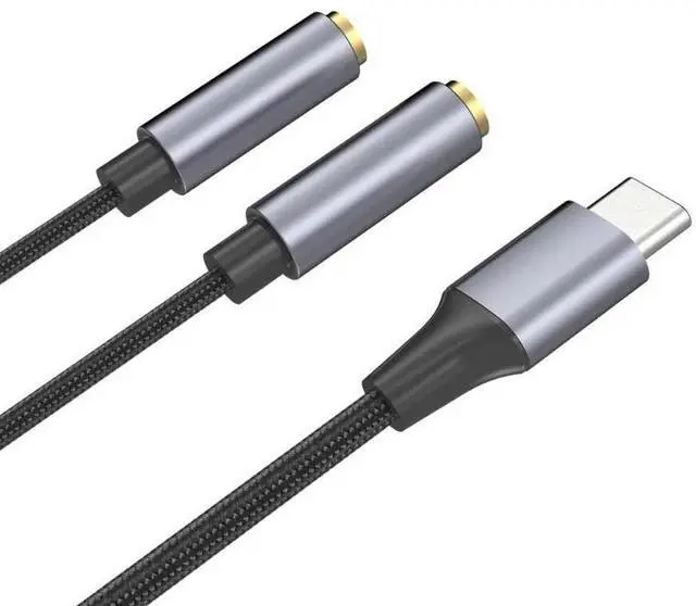 Alt view image 3 of 4 - Type C to Dual 3.5mm Jack AUX USB C Male to 3.5 Female Share Music Audio 2 Earphone Adapter Splitter Y Extender for Tablet Phone