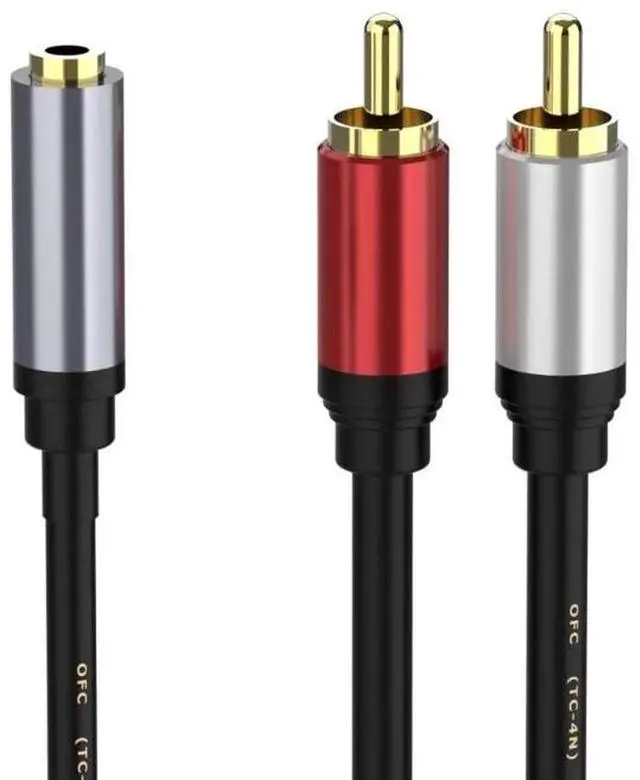 Alt view image 2 of 3 - Stereo 3.5 RCA Y Cable 2RCA Male to 3.5mm Female AUX Jack Adapter Audio Cord for Computer MP3 Phone Speaker Home Theater DVD