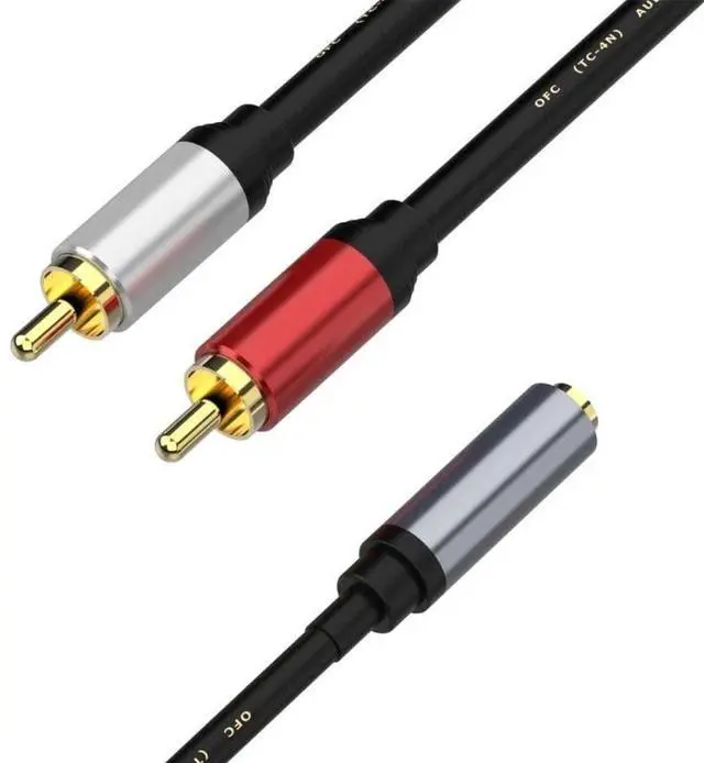 Alt view image 3 of 3 - Stereo 3.5 RCA Y Cable 2RCA Male to 3.5mm Female AUX Jack Adapter Audio Cord for Computer MP3 Phone Speaker Home Theater DVD