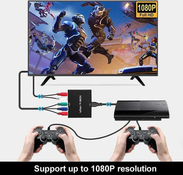 Alt view image 6 of 7 - HDMI to YPbPr Scaler Converter- HDMI to Component Video 1080P (YPbPr) RGB + R/L Converter Adapter Support Coaxial for PS3, PS4, Blu-ray Player, DVD, Xbox, Notebook[with Scaler Function] (Black)