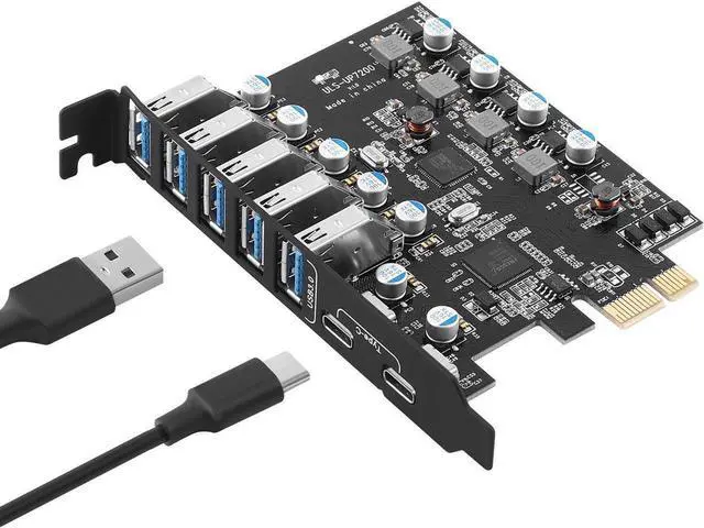 Main image of USB 3.0 PCI-e Expansion Card 7Port(2X USB C - 5X USB A), PCI-e x1 to USB 3.0 HUB Adapter 5Gbps