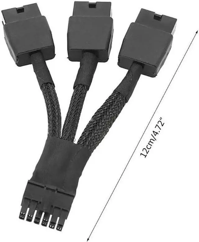 Alt view image 4 of 6 - PCIE 12VHPWR 12Pin Connector to 3x8Pin PCI-E GPU Power Adapter Cable for NVIDIA Ampere RTX 3060ti 3070 3080 3090