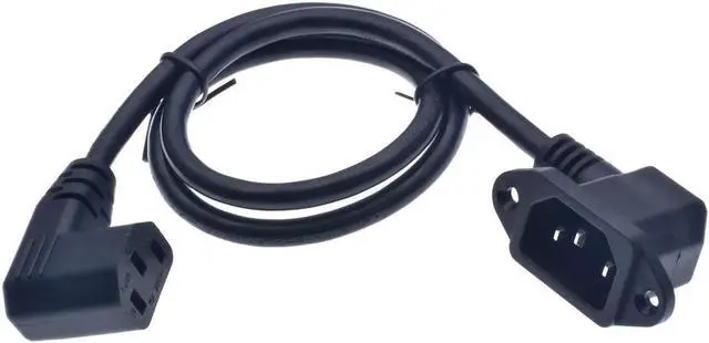 Main image of IEC320 C14 to C13 Extension cord,Right Angled C14 with screw holes and C13 Right/ Left Angled Short, 60cm lenght,SVT 18AWG(Left Angled)