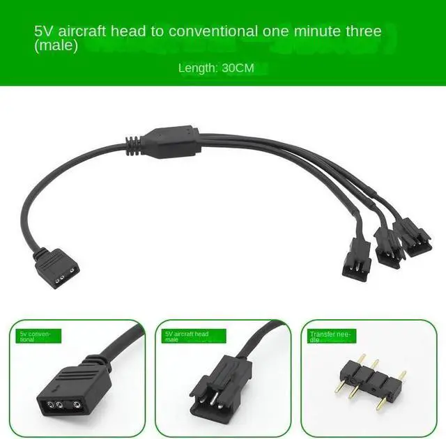 Main image of 5V 3PIN 1 to 1/2/3/4/5/6/8 Computer motherboard Splitter Convert Cable SM3P RGB fan adapter male/Female connector(male 3pin 1 to 3)
