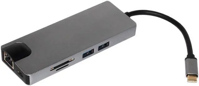 Alt view image 2 of 7 - Updated Version USB C Hub, 8 in 1 USB C Adapter with Ethernet RJ45, 4K USB C to HDMI, VGA, 2*USB3.0, SD/TF Card Reader,PD Charge Port for MacBook/MacBook Pro