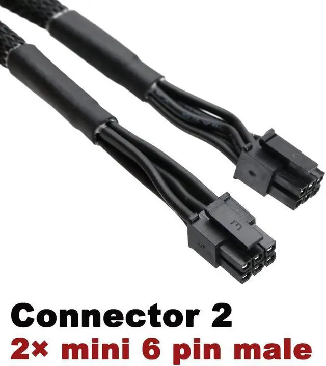 Alt view image 2 of 5 - Dual Mini 6 Pin to 8 Pin PCI Express Video Card Power Adapter Braided Sleeved Cable for Mac Pro Tower/Power Mac G5 15-inches(2Pack)