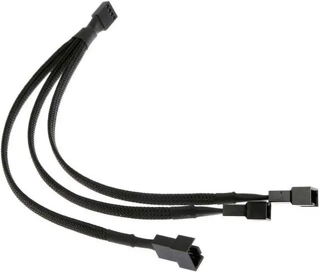 Main image of PWM Fan Splitter Cable 4 Pin Black Sleeved Case Fan Splitter Cable 1 to 3 Converter Braided Y Splitter Computer PC Fan Extension Power Cable 10.5 Inches (1 Pack)