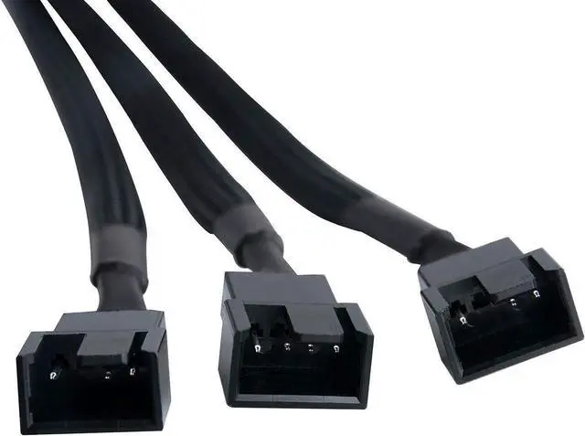 Alt view image 2 of 5 - PWM Fan Splitter Cable 4 Pin Black Sleeved Case Fan Splitter Cable 1 to 3 Converter Braided Y Splitter Computer PC Fan Extension Power Cable 10.5 Inches (1 Pack)