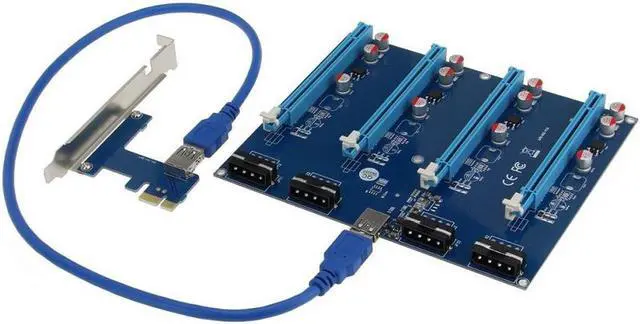 Main image of PCI-Express PCIe 1 to 4 PCI express 16X slots Riser Card PCI-E 1X to External 4 slot Adapter PCIe Port Multiplier for Mining