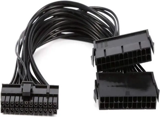 Main image of Dual PSU Power Supply Extension Cable for ATX Motherboard,Full Copper 24pin Chassis Power Start line,24 pin to 24(20+4) pin, 1ft/30cm
