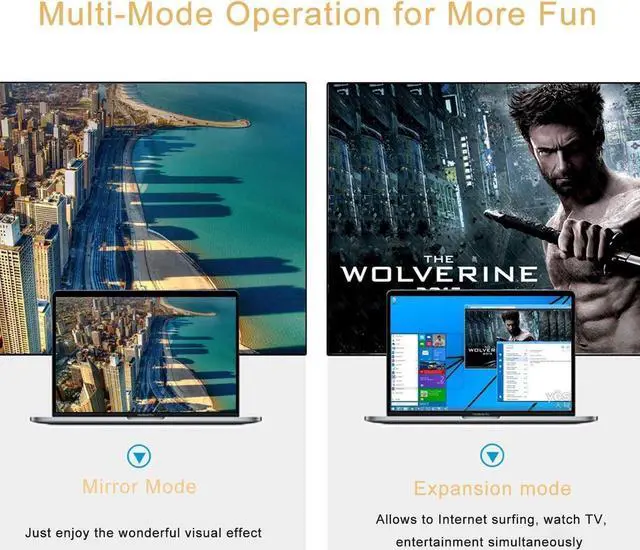 Alt view image 7 of 7 - 5-in-1 USB C to HDMI VGA Audio Adapter, Type C to HDMI VGA Audio Adapter 4K 1080P, 1 USB 3.0 Ports Dual Screen Display Compatible with MacBook Pro 2018/2017,ChromeBook,Dell XPS,and More