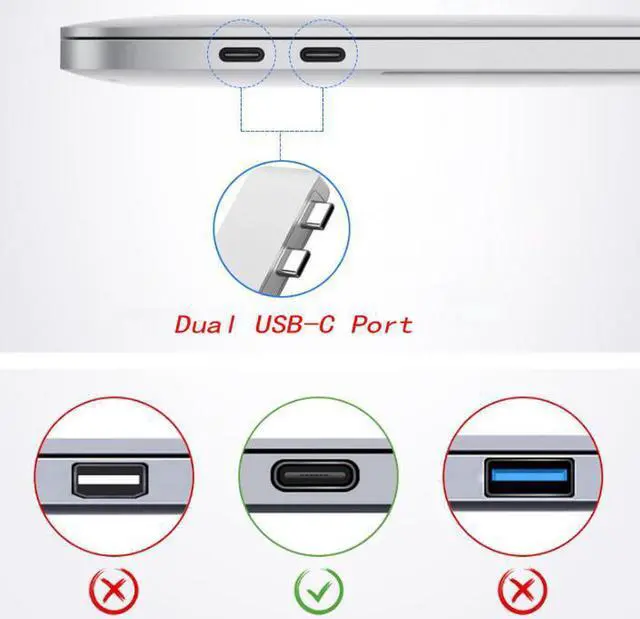 Alt view image 5 of 7 - Dual USB Type C Adapter - Dual Type-C Docking Station 40Gbs for MacBook Pro 2016/2017/2018 13" 15", 100W Power Delivery - Thunderbolt 3-4K HDMI - microSD/SD Card Read - 2xUSB 3.0 Ports - Silver