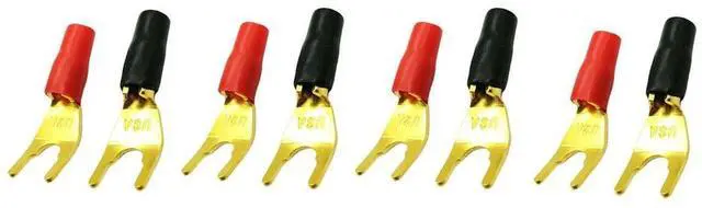 Main image of For 8Pcs/4Pairs "Y "U Spade Connectors Gold Plated Solderless Fork Speaker Plug Adapter
