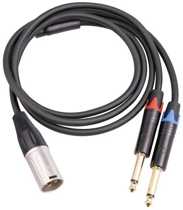 Main image of For Dual 6.35mm 1/4 In to XLR Male Y Splitter Cable,3Pin XLR Male to Dual 6.35mm Plug Audio Microphone Cable,6.6Feet/2Meters