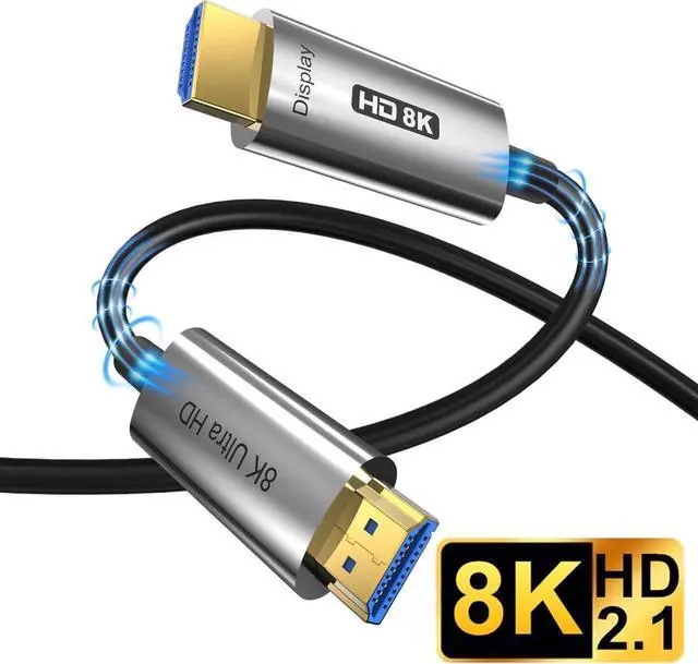 Main image of 8K & 4K HDMI 2.1 Fiber Optic Cables, 16FT Ultra High Speed 48Gbps, 4K@120Hz 144Hz, 8K@60Hz, HDCP 2.2 & 2.3, HDR 10, eARC Compatible with Laptop Monitor UHD TV PS5 PS4 Dolby, Silver