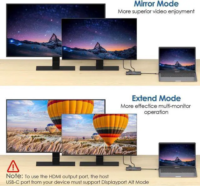 Alt view image 5 of 7 - 9-in-1 USB C Hub Adapter, Type-C Dongle with Gigabit Ethernet Port 2 USB 3.0 Ports SD/TF Card Reader, 3.5mm Audio Jack USB-C Power Delivery 4K USB C to HDMI VAG for MacBook Pro/Air, iPad Pro