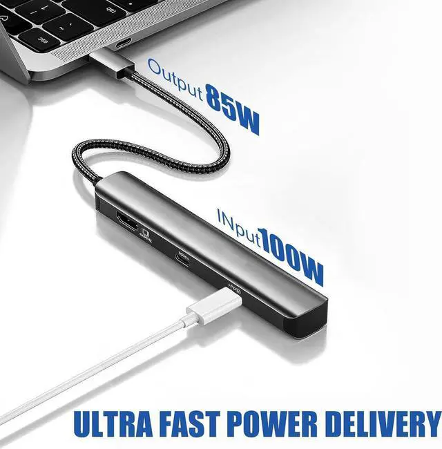 Alt view image 3 of 7 - USB Hub, 7-in-1 USB to 1Gbps LAN Network HUB with 4K HDMI, 2*USB3.0, , SD/TF Card Readers, 100W PD USB Aluminum Extension for Laptop, iMac, PC, USB Flash Drives etc