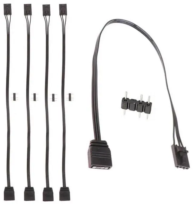 Main image of For 5Pcs for 4PIN RGB to Standard ARGB 3-Pin 5V Adapter Connector RGB Cable 25cm