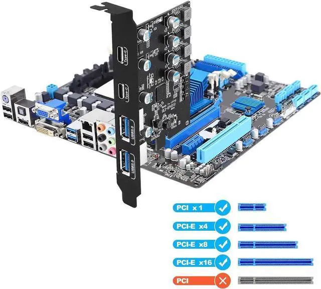 Main image of PCI-E to USB 3.2 Gen 1, 4-Port(2X USB-C - 2X USB-A) Expansion Card,PCI Express USB Add in Card, Internal USB3.0 Hub Converter for Desktop PC Host Card