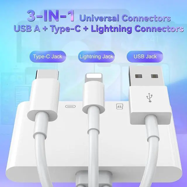 Alt view image 3 of 7 - 5-in-3 USB A/C/Lightning SD TF Card Reader for iPhone 15/iPad/MacBook/Mac,USB Memory Card Adapter,Trail Camera Viewer Support OTG for Plug&Play