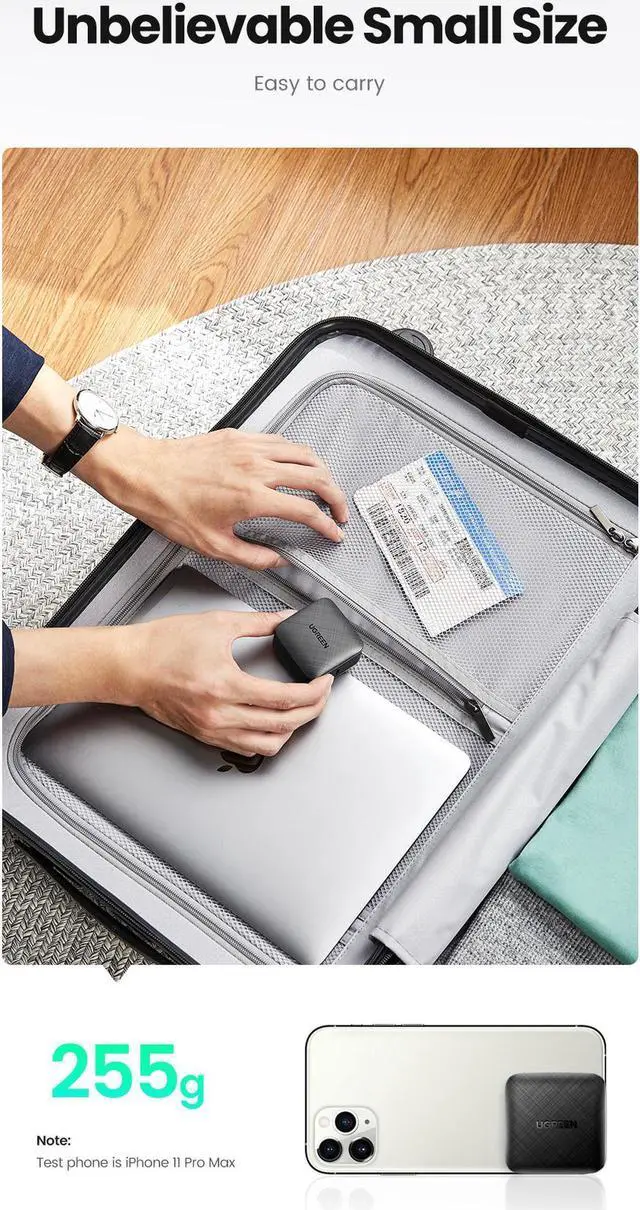 Alt view image 4 of 7 - 65W Gan Fast Charger, 4-Port USB C Charger with 3 USB-C PD 3.0 & 1 USB-A QC 3.0 Ports PD Charger for USB-C Laptop, MacBook Pro/Air, iPad Pro, iPhone, Samsung and More