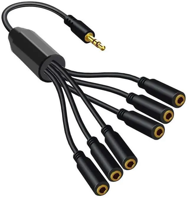 Main image of For 3.5mm TRS Male to 6-Port 3.5 Female Jack Headphone Splitter Cable Stereo AUX Audio Adapter for PC TV Speaker