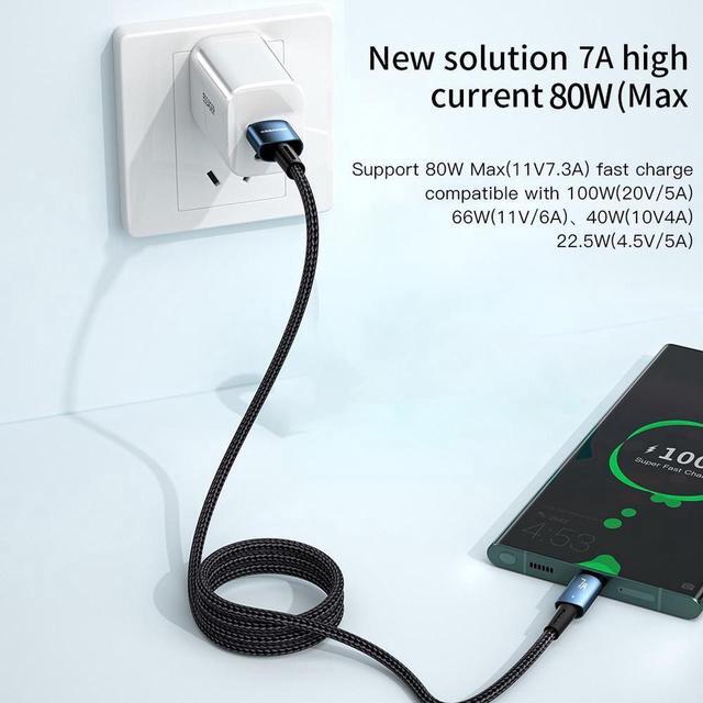 Alt view image 4 of 7 - USB A to USB C Cable, E-Mark 7A PD Type-C Fast Charging 480Mbps Nylon Braided Laptop Data Cord for MacBook Pro Air iPad Samsung Galaxy Pixel LG PS5 and More, 3.3ft 1-Pack