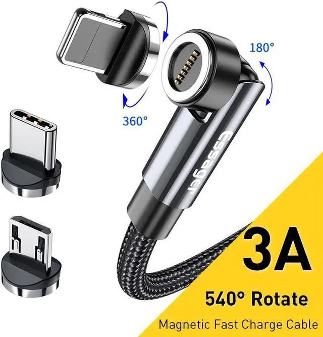 Main image of USB A to USB C Cable Fast Charging with 540 Rotate Adjustable, Nylon Braided Type-C Cord for lPad Air/lPad Pro, MacBook Pro, Samsung Galaxy S21/S10/S9/Plus (1-Pack, 3.3ft)