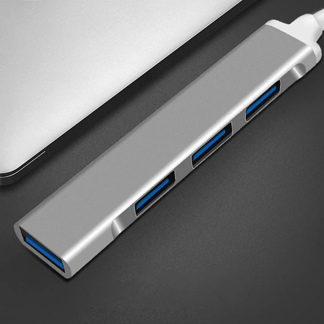 Alt view image 4 of 7 - 4-Port USB 3.0 Hub, Ultra-Slim Data USB3.0 to 4 X USB 3.0 Hub Adapter for MacBook, Mac Pro, Mac mini, iMac, Surface Pro, XPS, PC, Flash Drive, Mobile HDD-Silver