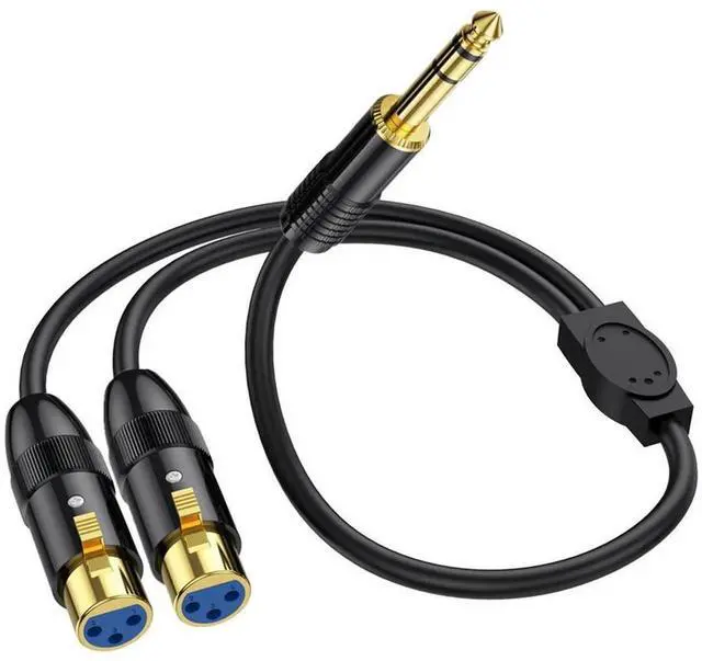 Main image of For Dual Female XLR to 1/4 Inch TRS Stereo Male Plug Y-Splitter Cable 2-XLR Female to Quarter Inch Adapter Patch Cord-B