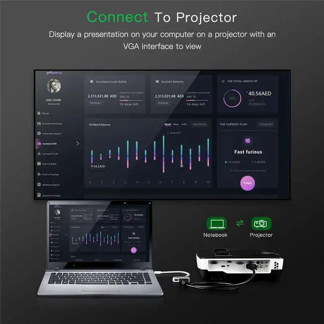 Alt view image 6 of 7 - Aluminum USB C to HDMI VGA Adapter for Surface Pro 7, MacBook Pro, Dell XPS 13, and More - Thunderbolt 3 Port Compatible, Silver