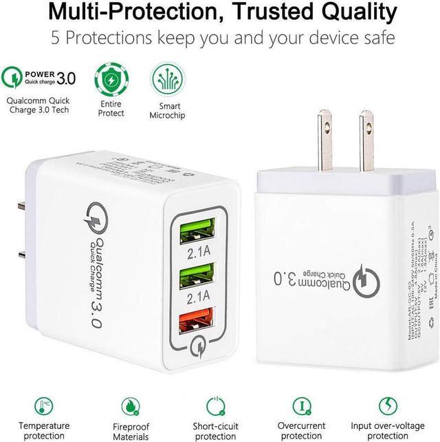 Alt view image 3 of 7 - 3.0 Quick Fast Charger 3-Ports QC3.0 USB Wall Charger Travel Adapter Support Smart Fast Charging For Samsung Galaxy S6 Apple tablet