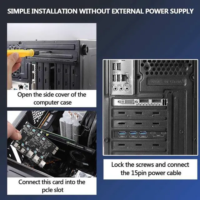 Alt view image 7 of 7 - PCI-E USB Card, PCI-E to USB 3.0 5-Port (2X USB C - 3X USB A 3.0) Expansion Card, PCI Express Expansion Card for Desktop PC Support Windows 10/8/7/XP and MAC OS 10.8.2 Above