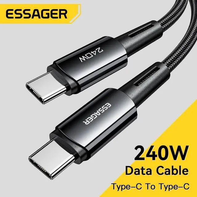 Main image of USB C to USB C Cable, 240W [2-Pack 3.3ft] PD 5A Fast Charging Type C to Type C Cable, Nylon Braided USB-C Cord Phone Charger for Samsung S22 Note 20 iPad Pro MacBook Tablets LG Google etc - Black