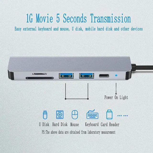Alt view image 7 of 7 - USB C Hub Type C Multiport Adapter - 6 in 1 Portable Space Aluminum Dongle with 4K HDMI Output, 3 USB 3.0 Ports, SD/TF Card Reader Compatible for MacBook Pro, XPS, Laptop and More