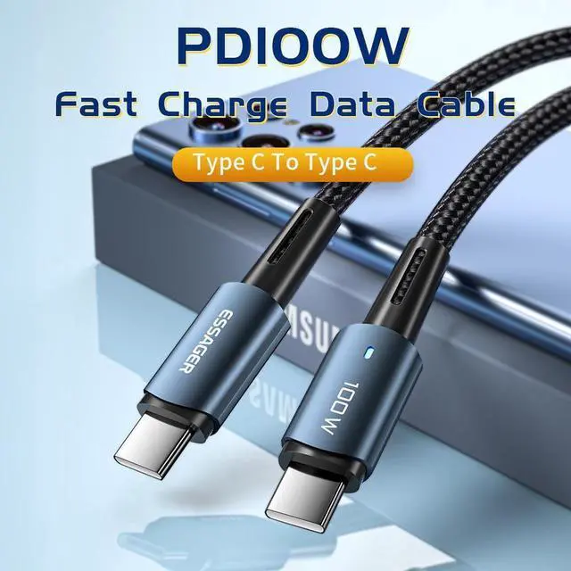Alt view image 5 of 7 - USB C to USB C Cable (3.3ft 100W, 1-Pack), Type C Charging Cable Fast Charge for MacBook Pro 2020, iPad Pro 2020, iPad Air 4, Samsung Galaxy S21, Pixel, Switch, LG, and More - Blue