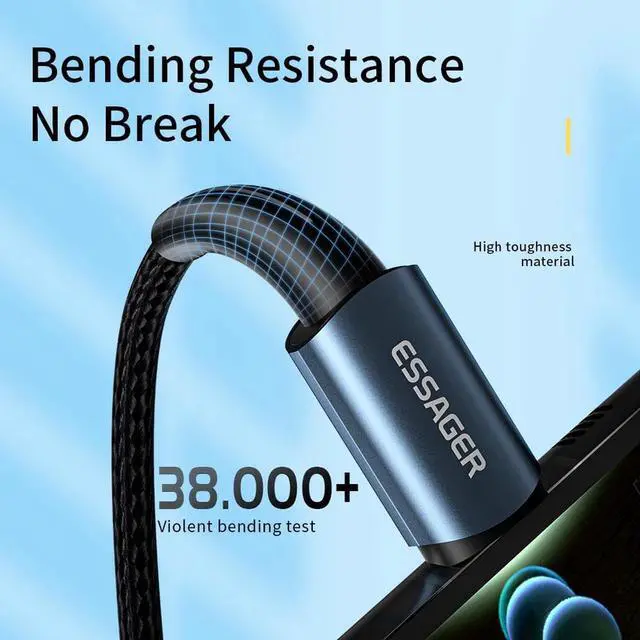 Alt view image 3 of 7 - USB C to USB C Cable (3.3ft 100W, 1-Pack), Type C Charging Cable Fast Charge for MacBook Pro 2020, iPad Pro 2020, iPad Air 4, Samsung Galaxy S21, Pixel, Switch, LG, and More - Blue