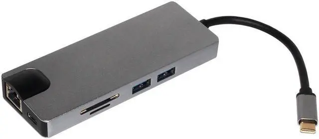 Alt view image 6 of 7 - Type C 8 In 1 Hub To Hdmi 4k Rj45 Adapter Micro Sd Tf Card Reader Hub Card Reader Usb Type-c Otg for MacBook Pro 2019/2018, iMac 2017, Huawei MateBook, Chromebook Pixel and USB C Devices