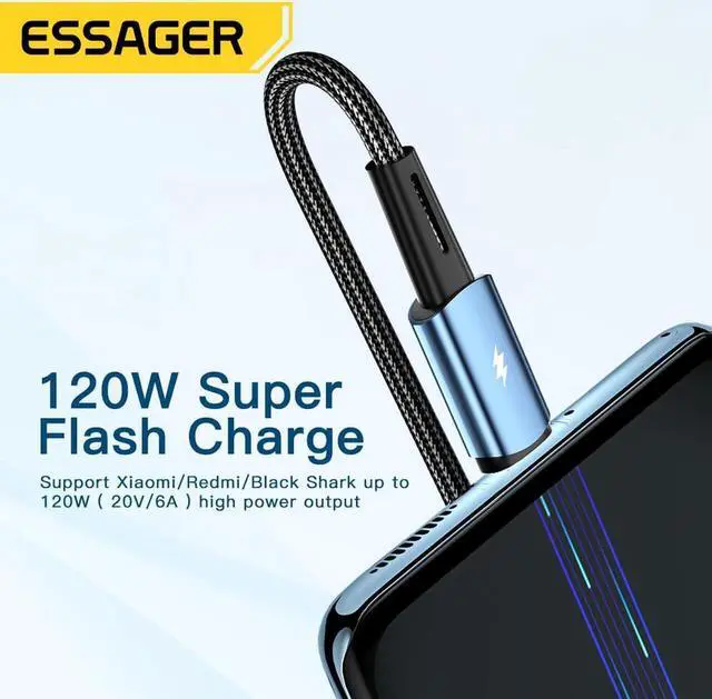 Alt view image 3 of 7 - 6A 120W USB A to USB C Cable Fast Charger, Nylon Braided Type-C Charging Cable for lPad Air/lPad Pro, MacBook Pro, Samsung Galaxy S21/S10/S9/Plus (1-Pack, 3.3ft)