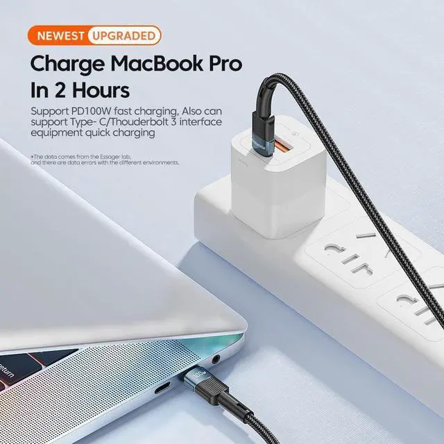 Alt view image 5 of 7 - 100W USB C Cable, E-Mark 5A PD Type-C Fast Charging 480Mbps Nylon Braided Laptop Data Cord for MacBook Pro Air iPad Samsung Galaxy Pixel LG PS5 and More, 6.6ft 2-Pack