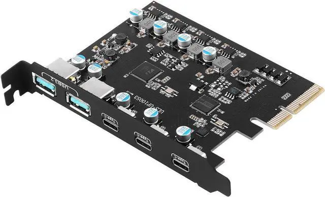 Main image of USB3.2 Gen2 PCIE Expansion Card, 5 Ports 10Gbps High Speed Transmission Stable Power USB 3.2 Front Expansion Card, 5 External USB3.2 Ports (3X USB C - 2X USB A)