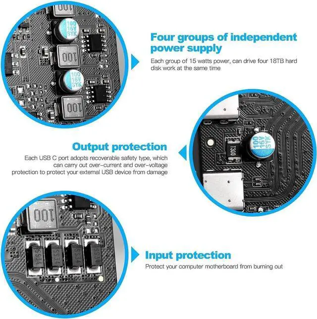 Alt view image 2 of 7 - USB3.2 Gen2 PCIE Expansion Card, 5 Ports 10Gbps High Speed Transmission Stable Power USB 3.2 Front Expansion Card, 5 External USB3.2 Ports (3X USB C - 2X USB A)