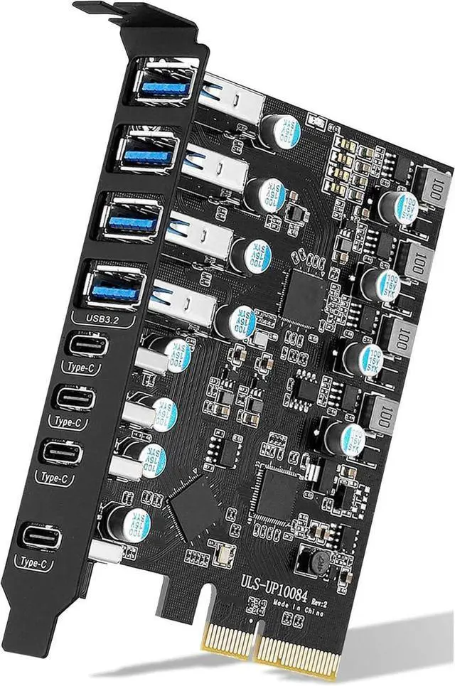 Main image of USB3.2 Gen2 PCIE Expansion Card, 8 Ports 10Gbps High Speed Transmission Stable Power USB 3.2 Front Expansion Card, 8 External USB3.2 Ports (4X USB C - 4X USB A)