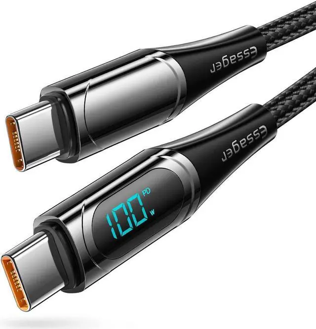 Main image of USB C to USB C Cable with LED Display, 100W [1-Pack 3.3ft] PD 5A Fast Charging Type C to Type C Cable, Nylon Braided USB-C Cord Phone Charger for Samsung iPad Pro MacBook Tablets LG Google